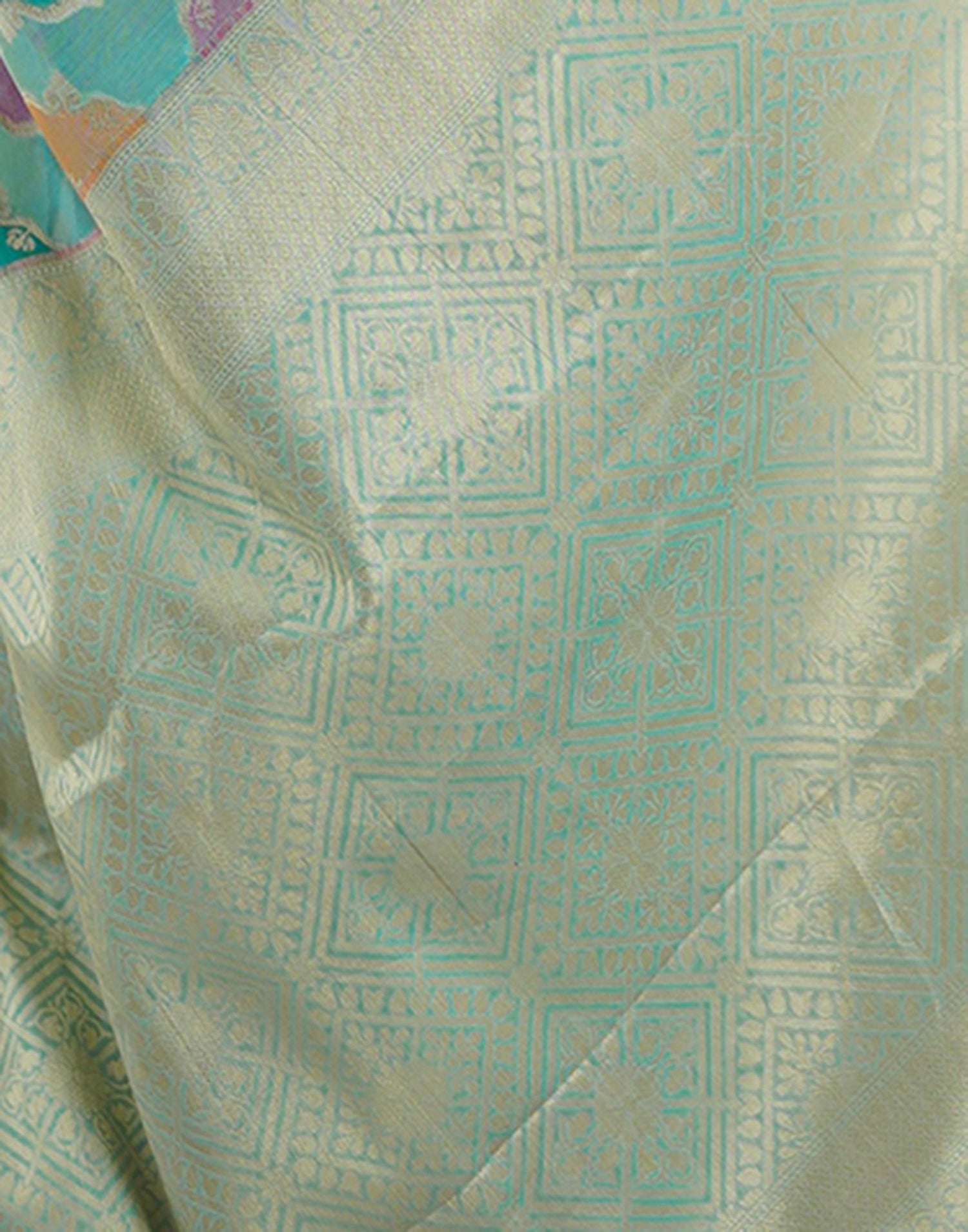 Light Turquoise Silk Woven Saree