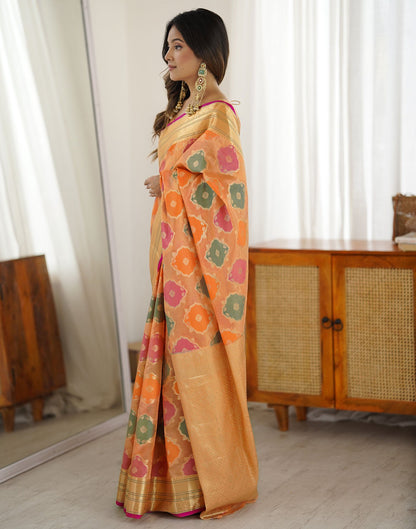 Peach Silk Woven Saree