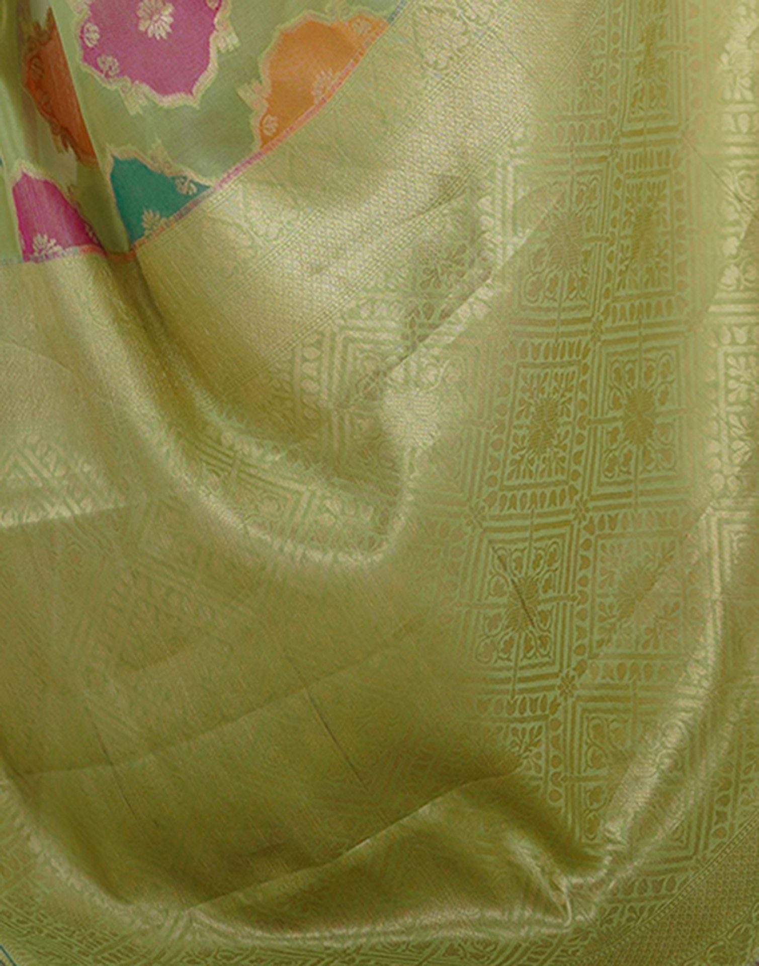 Pista Green Silk Woven Saree