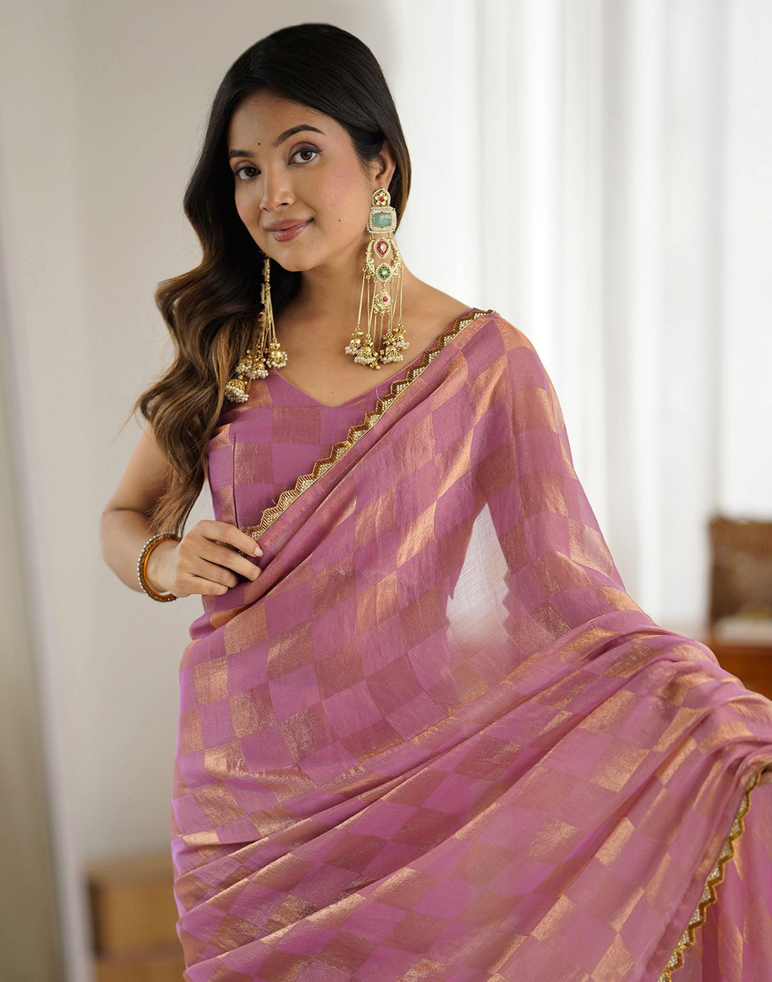Purple Shimmer Woven Saree