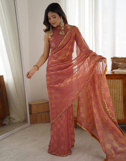 Pink Shimmer Woven Saree