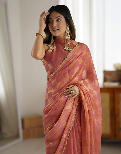 Pink Shimmer Woven Saree