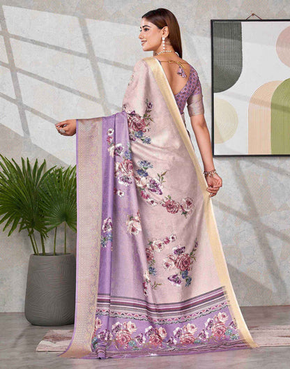 Purple Silk Printed Saree