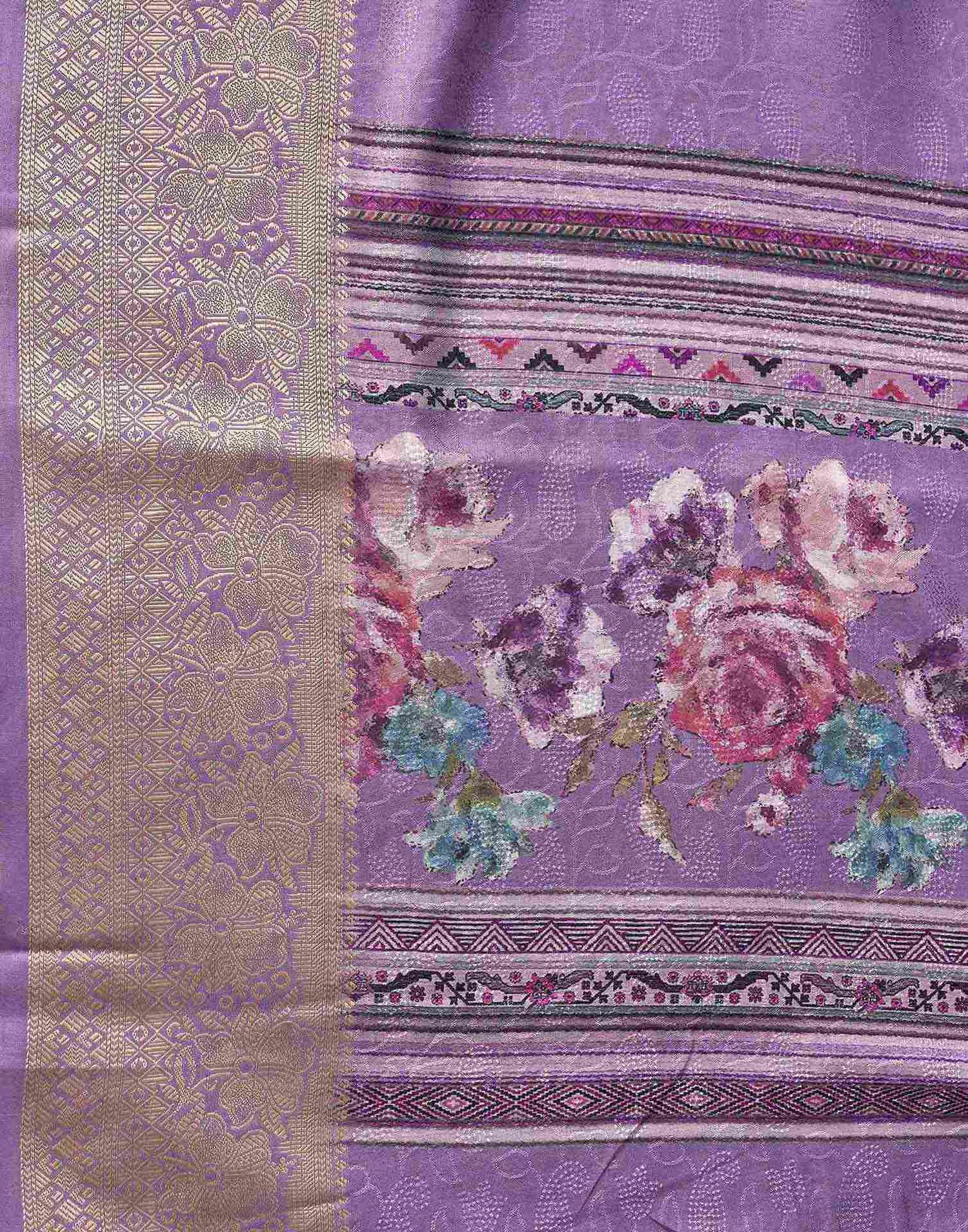 Purple Silk Printed Saree