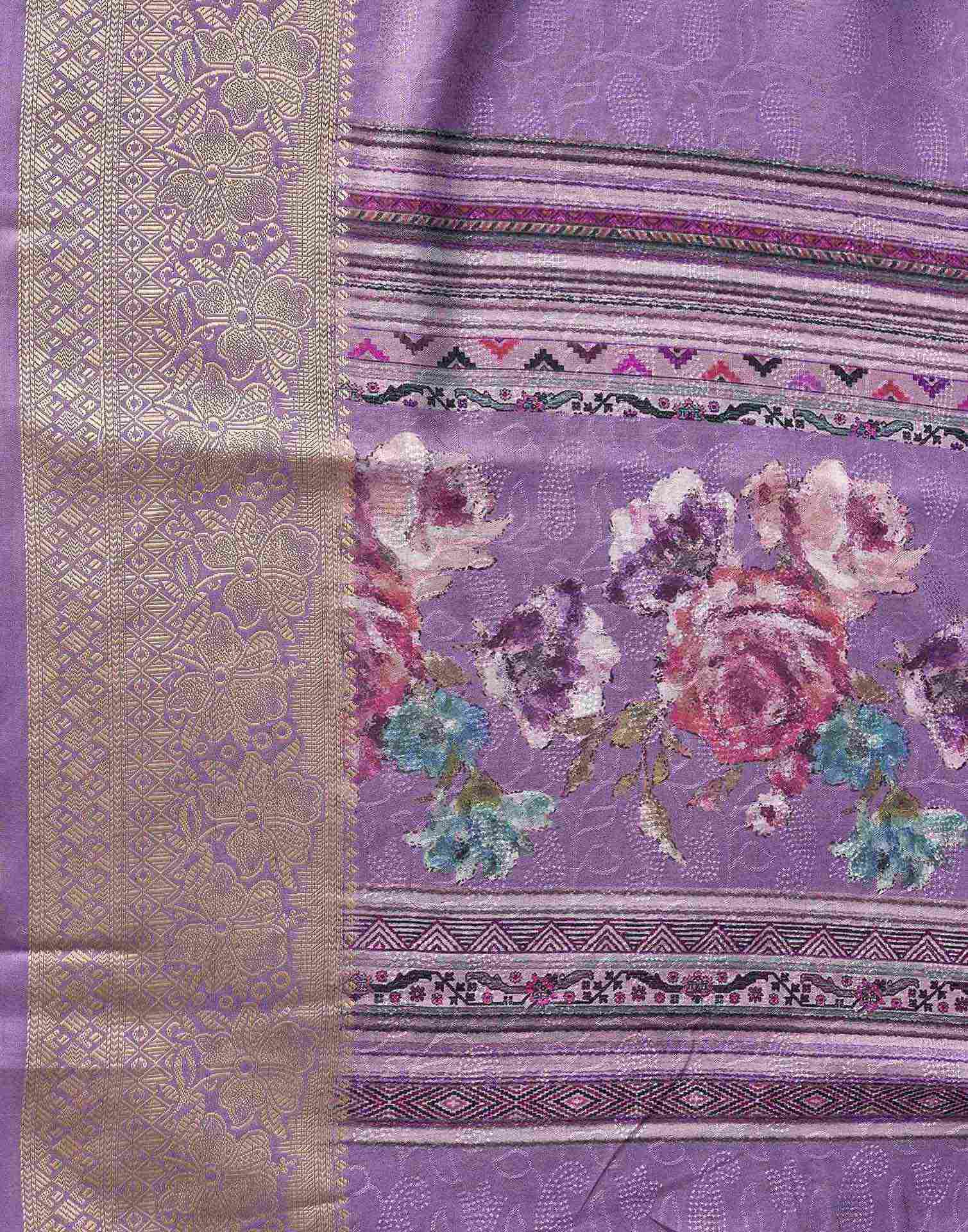 Purple Silk Printed Saree