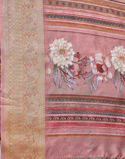 Peach Silk Printed Saree