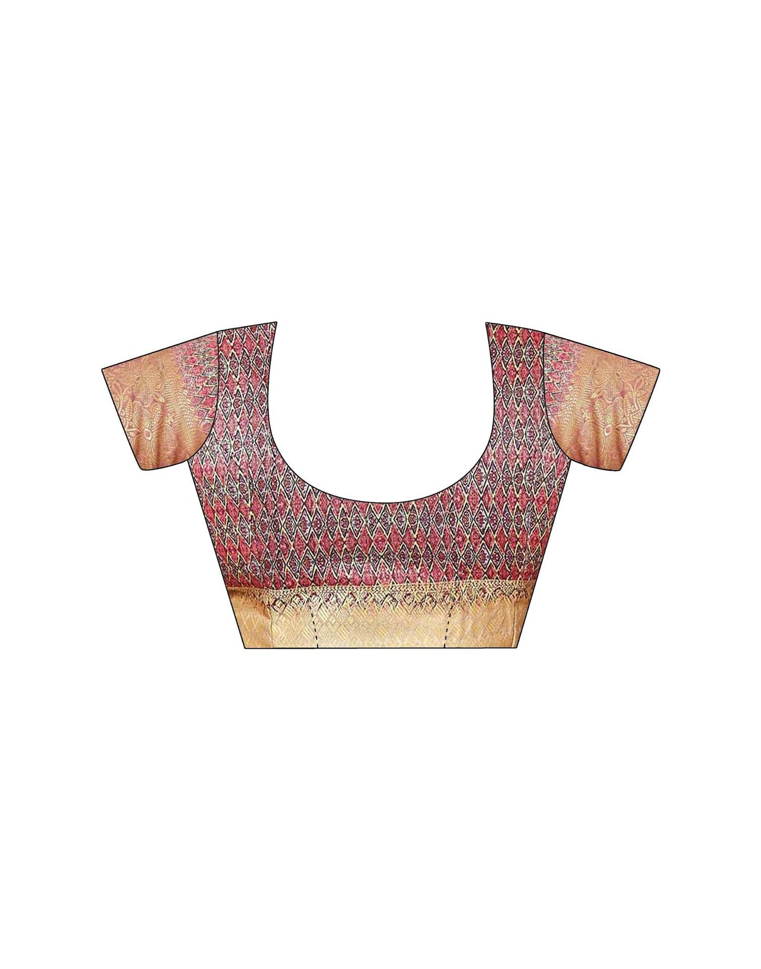 Peach Silk Printed Saree