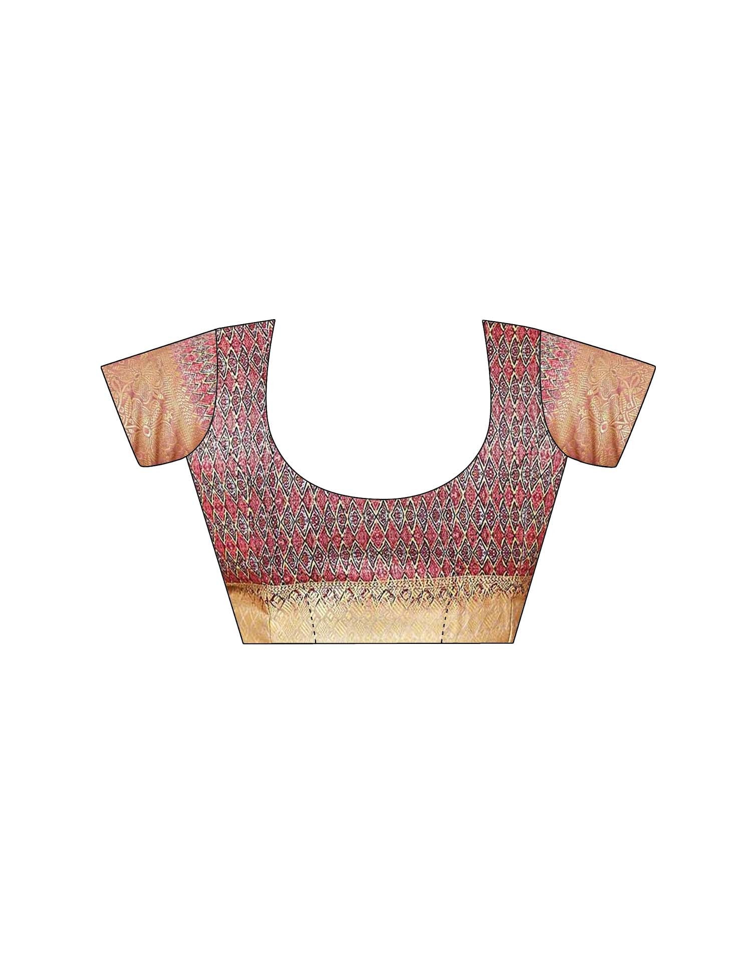 Peach Silk Printed Saree