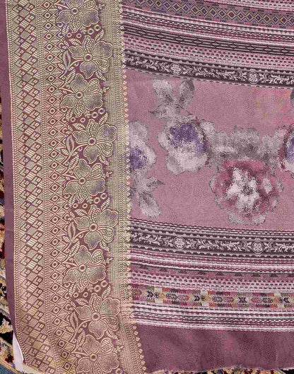 Dark Mauve Silk Printed Saree