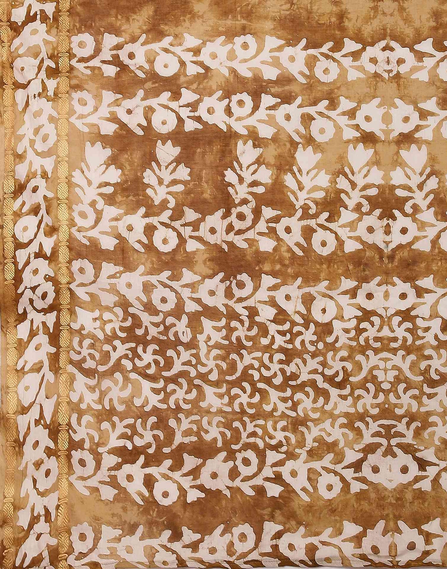 Brown Cotton Printed Saree