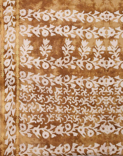 Brown Cotton Printed Saree