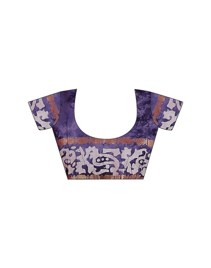 Purple Cotton Printed Saree