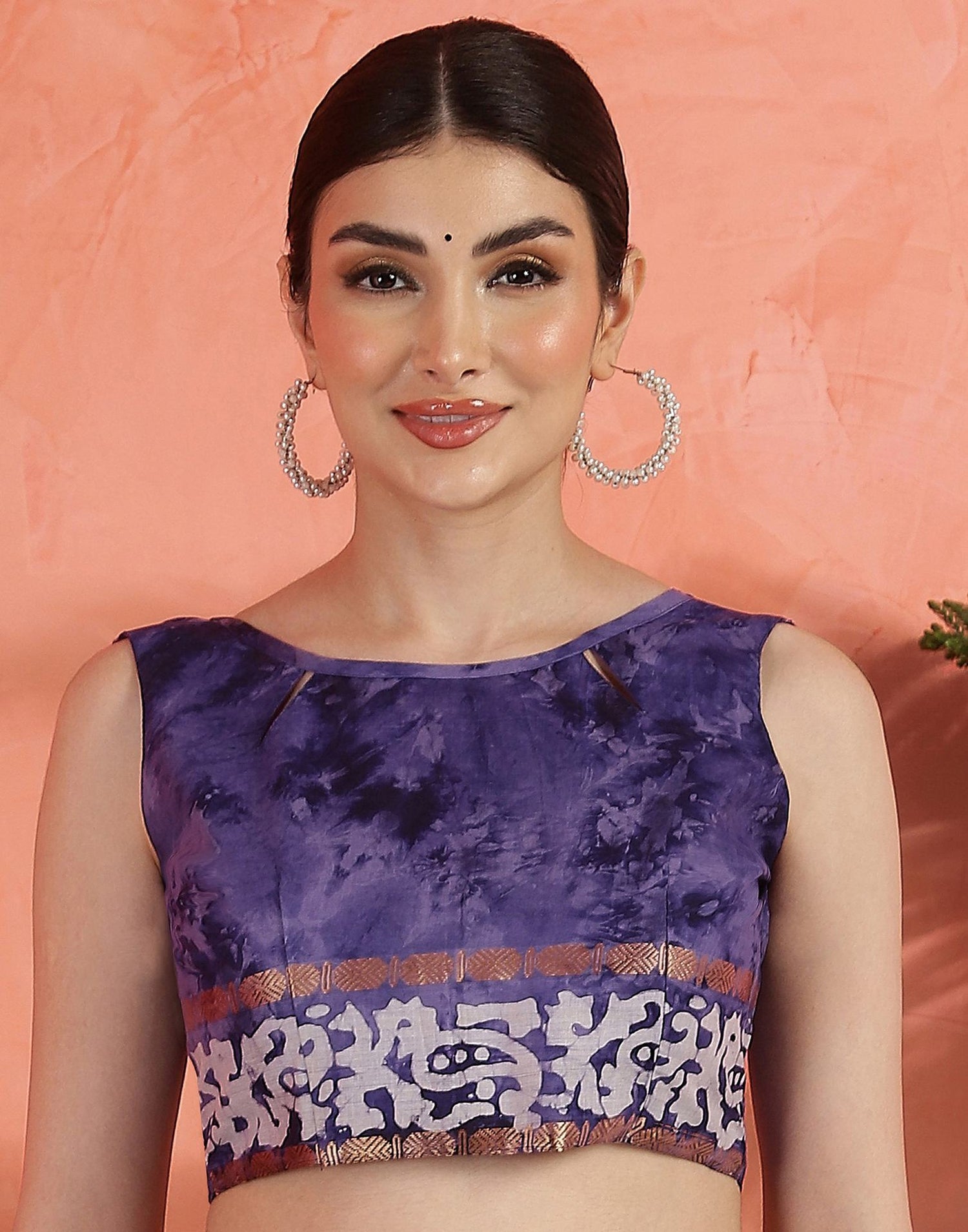Purple Cotton Printed Saree
