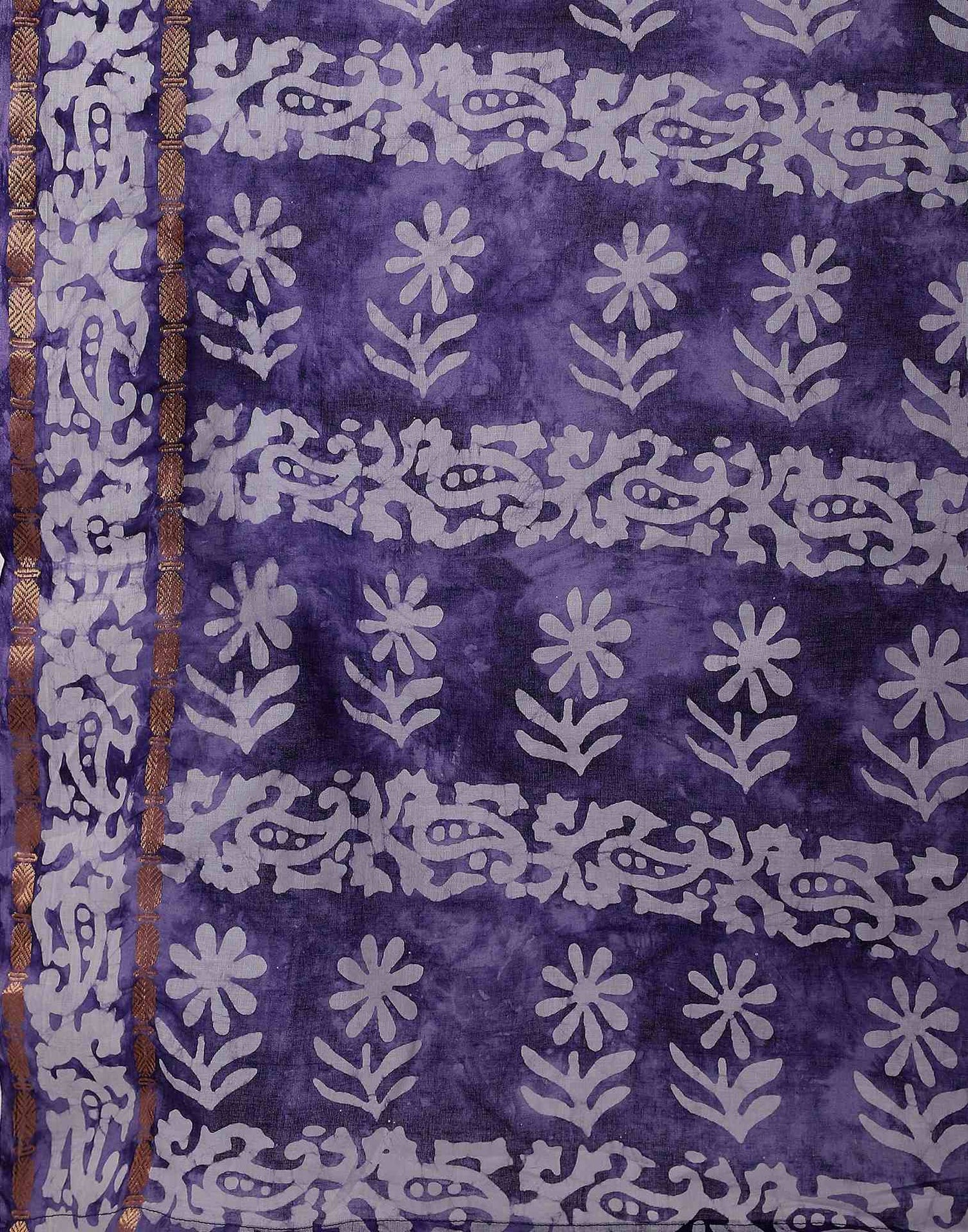 Purple Cotton Printed Saree