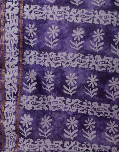 Purple Cotton Printed Saree