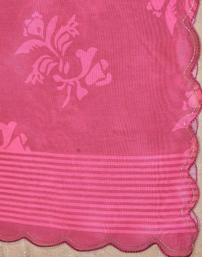 Dark Blue Chanderi Printed Saree