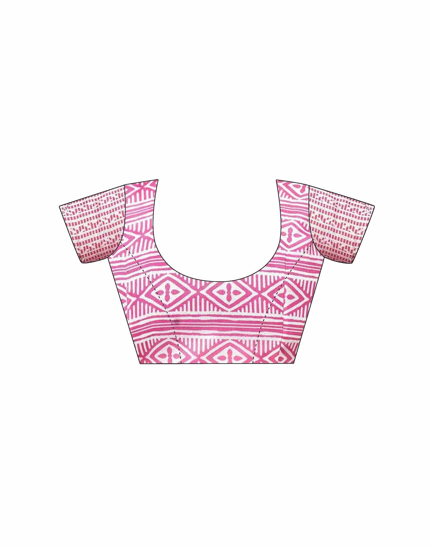 Bright Pink Chanderi Printed Saree