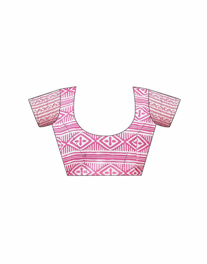 Bright Pink Chanderi Printed Saree