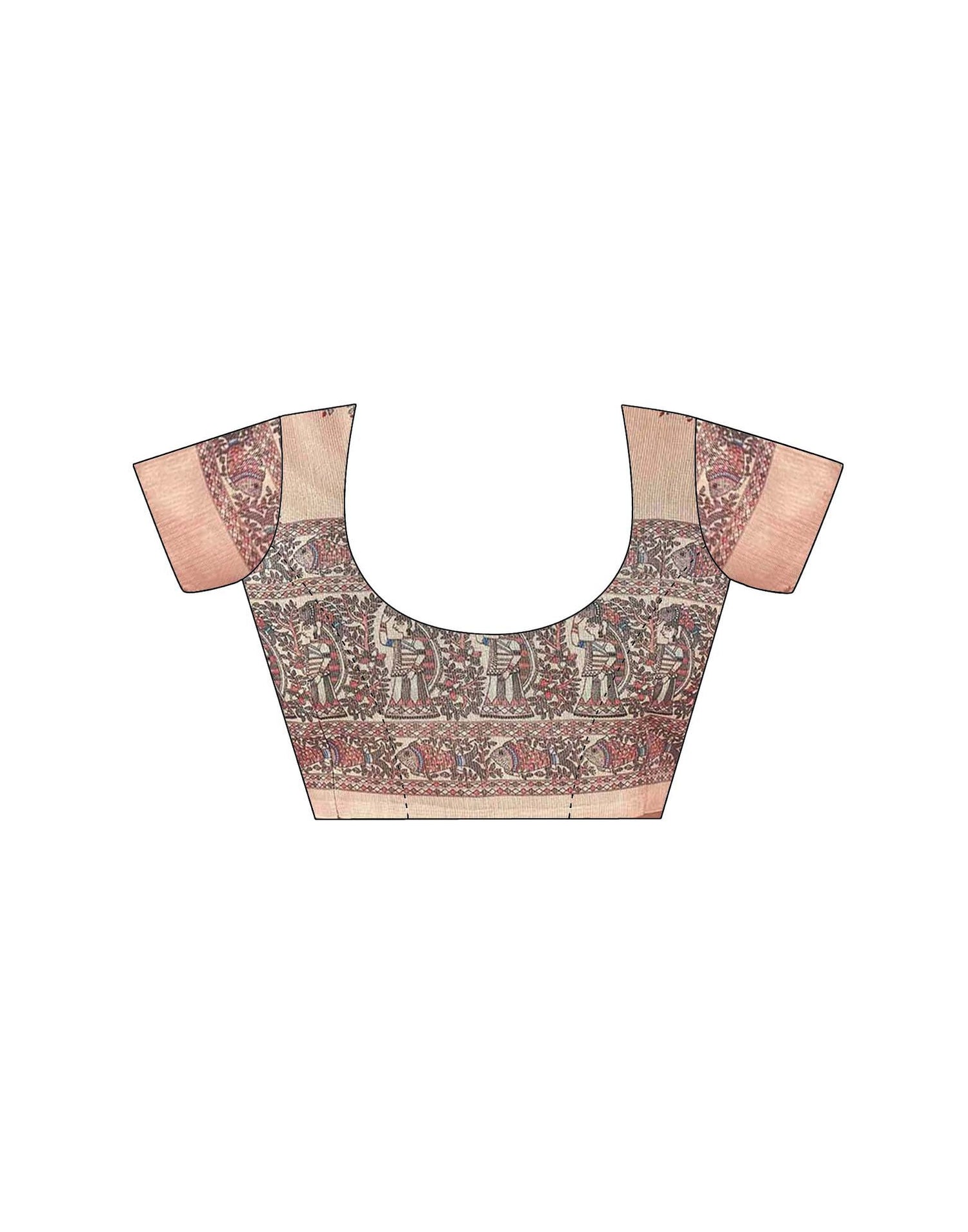 Peach Chanderi Printed Saree