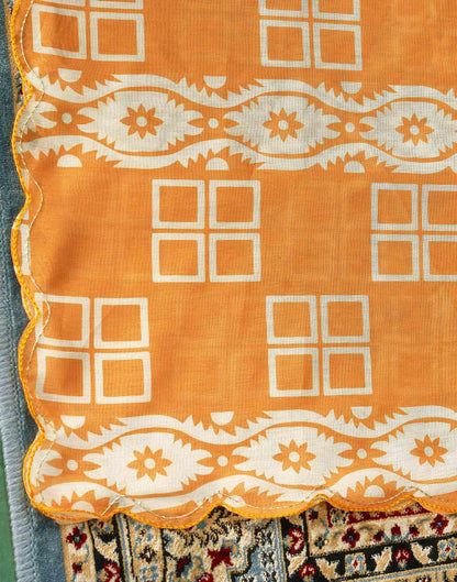 Turmeric Yellow Chanderi Printed Saree
