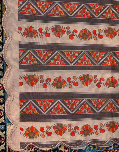 Peach Chanderi Printed Saree