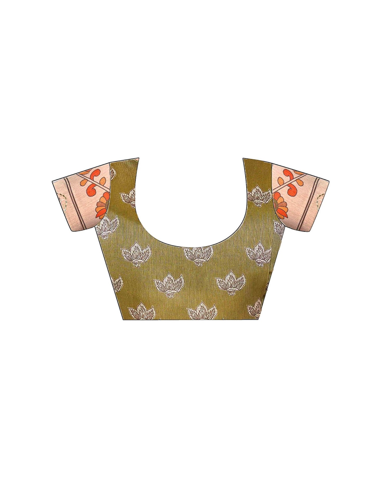 Peach Chanderi Printed Saree