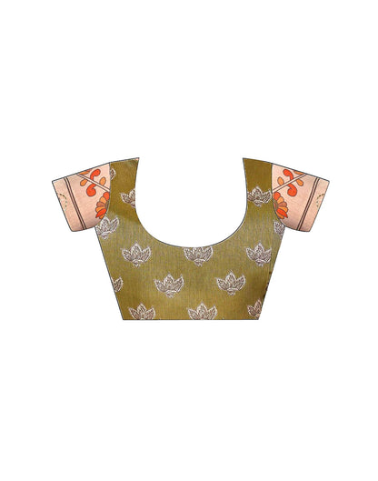 Peach Chanderi Printed Saree