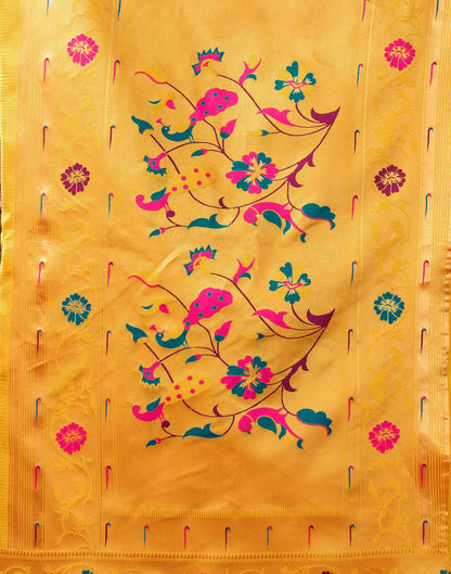 Yellow Silk Woven Paithani Saree