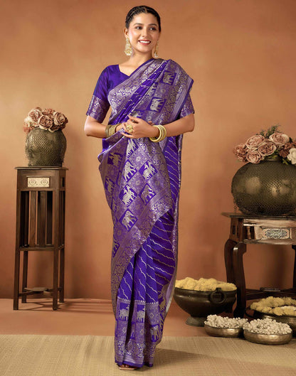 Dark Purple Silk Woven Saree