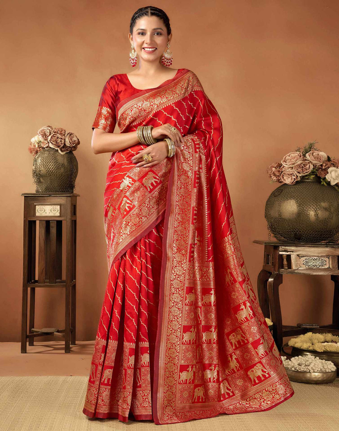 Red Silk Woven Saree