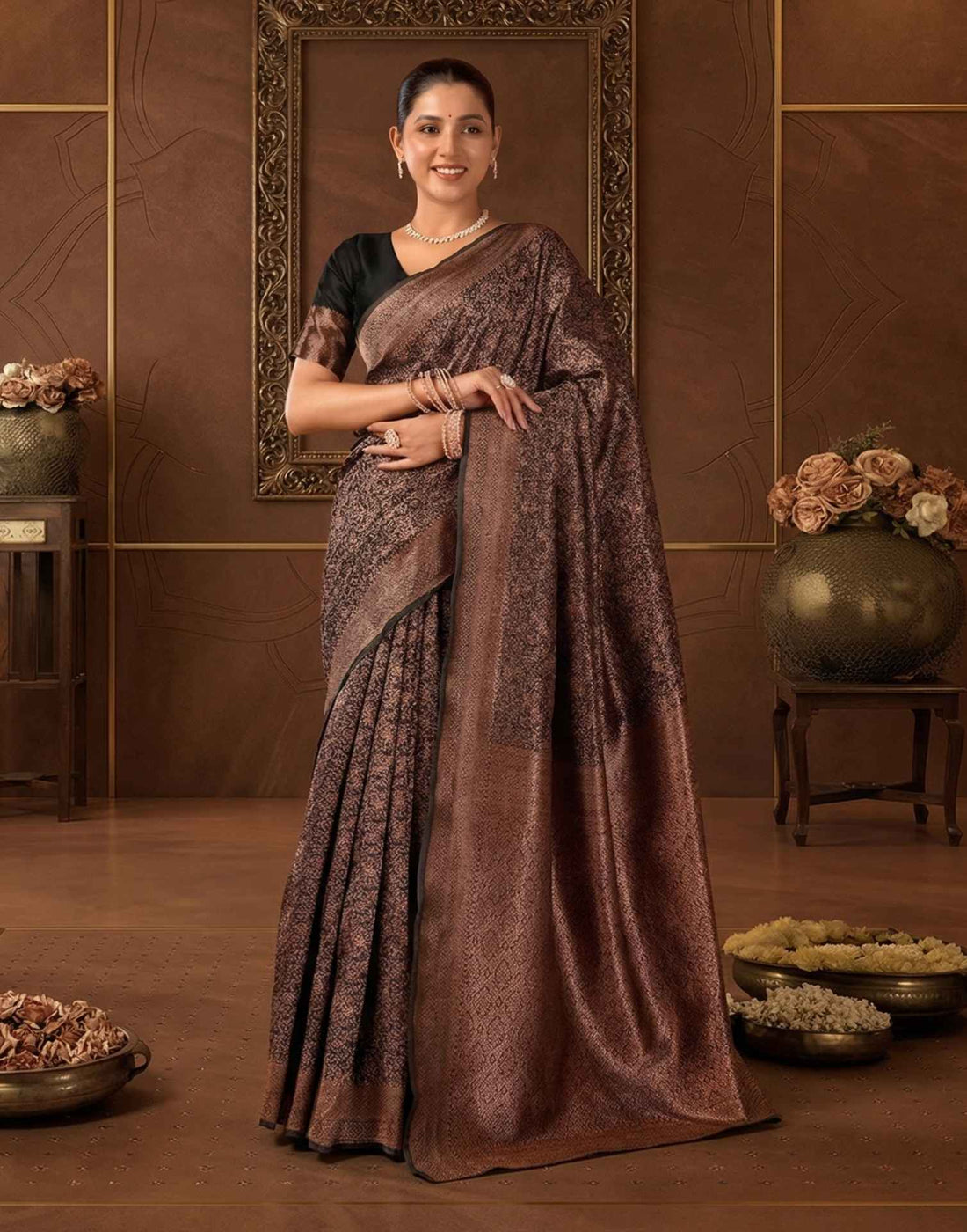 Black Silk Woven Saree