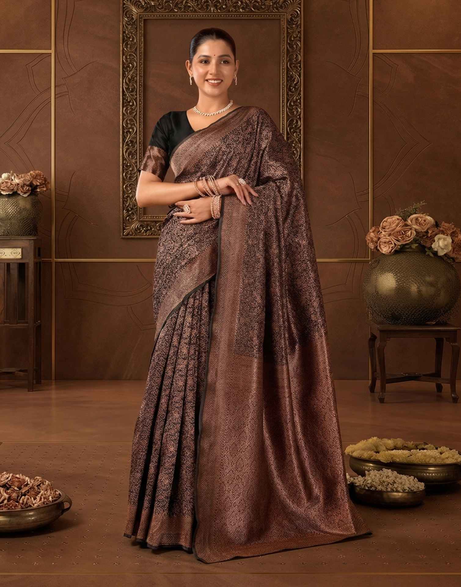 Black Silk Woven Saree