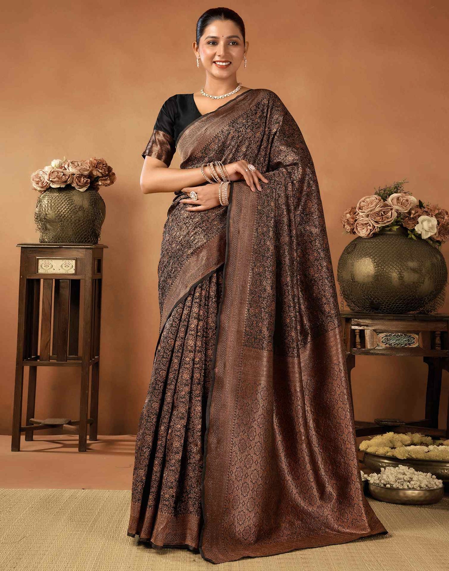 Black Silk Woven Saree