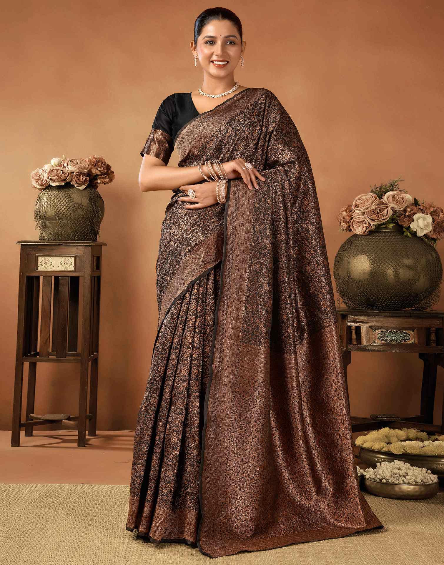 Black Silk Woven Saree