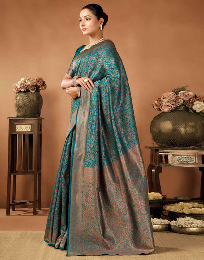 Rama Blue Silk Woven Saree