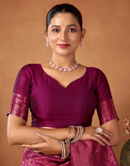 Dark Purple Silk Woven Saree