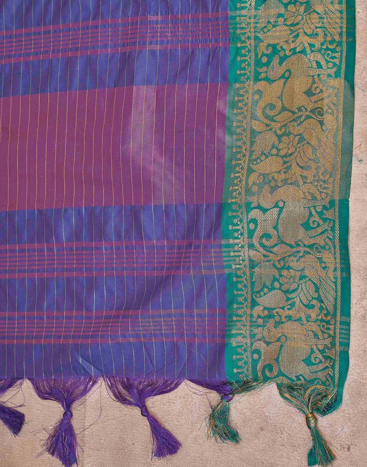 Dark Purple Silk Woven Kanjivaram Saree