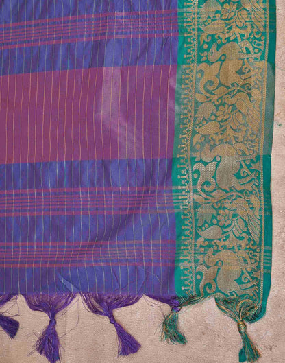 Dark Purple Silk Woven Kanjivaram Saree