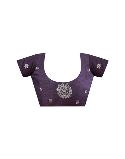 Plum Purple Silk Sequence Embroidery Saree
