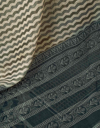 Ready to Wear Beige Linen Printed Saree With Pocket