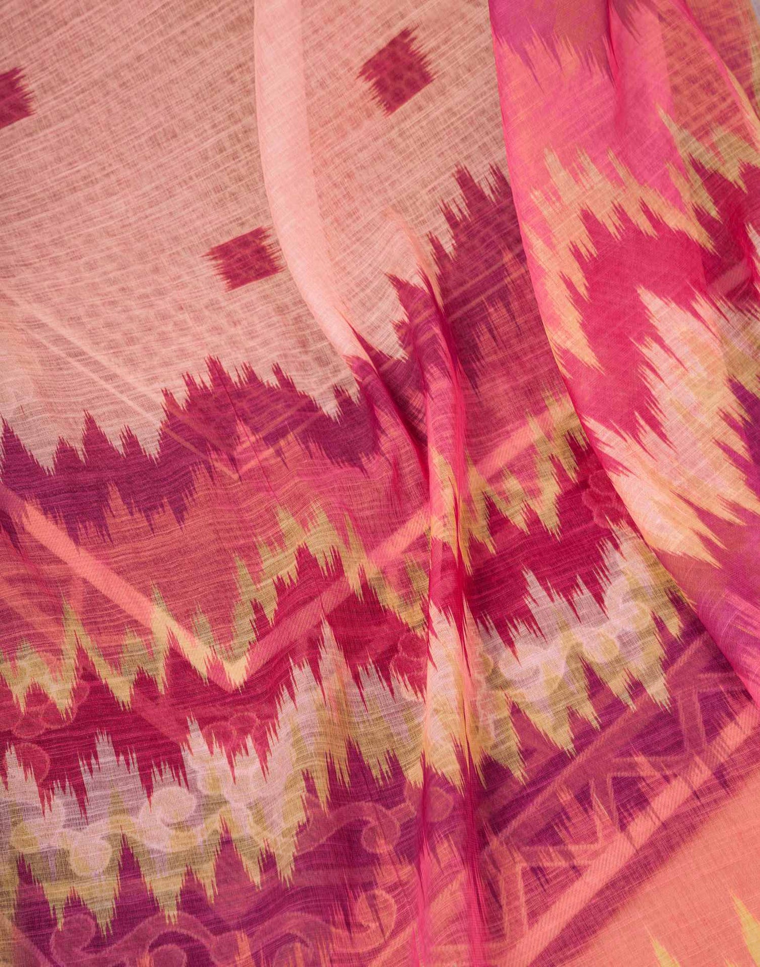 Ready to Wear Peach Linen Printed Saree