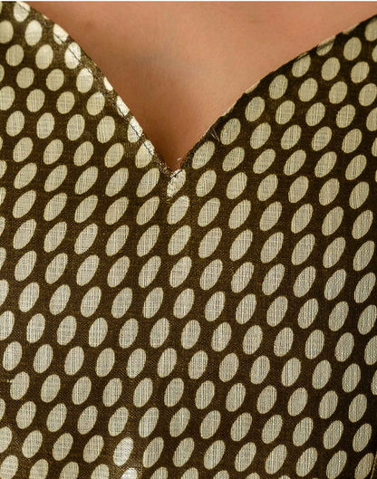 Khaki Khadi Printed Saree