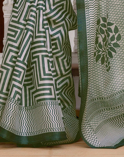 Dark Green Khadi Printed Saree