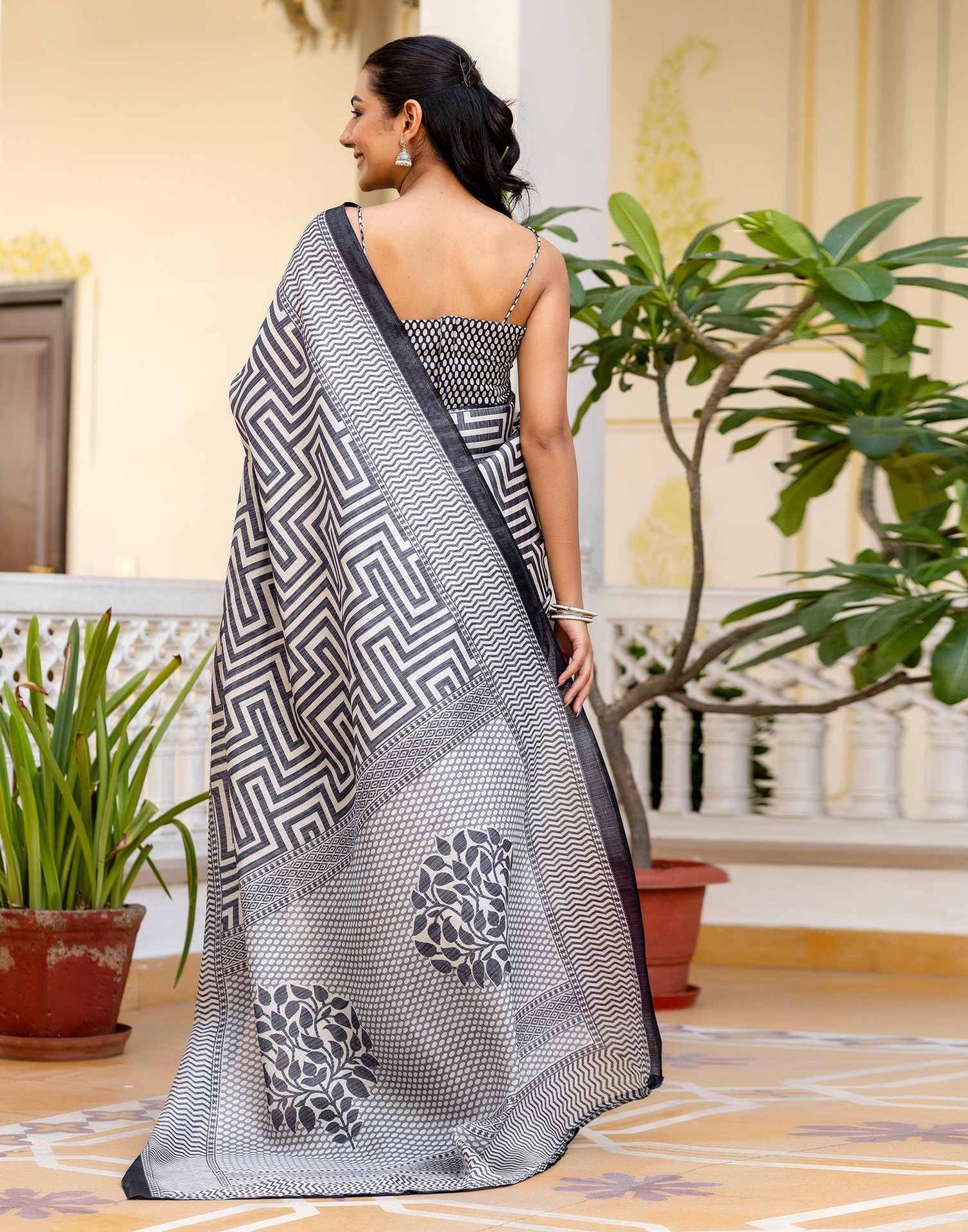Grey Khadi Printed Saree