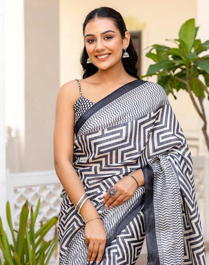 Grey Khadi Printed Saree