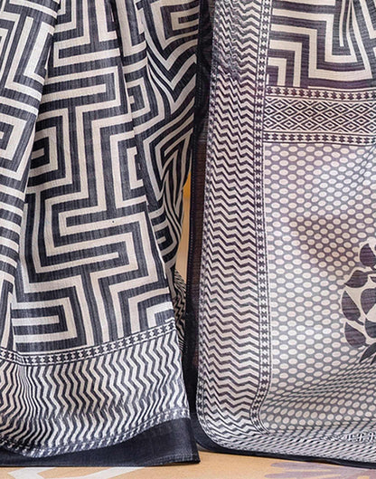 Grey Khadi Printed Saree