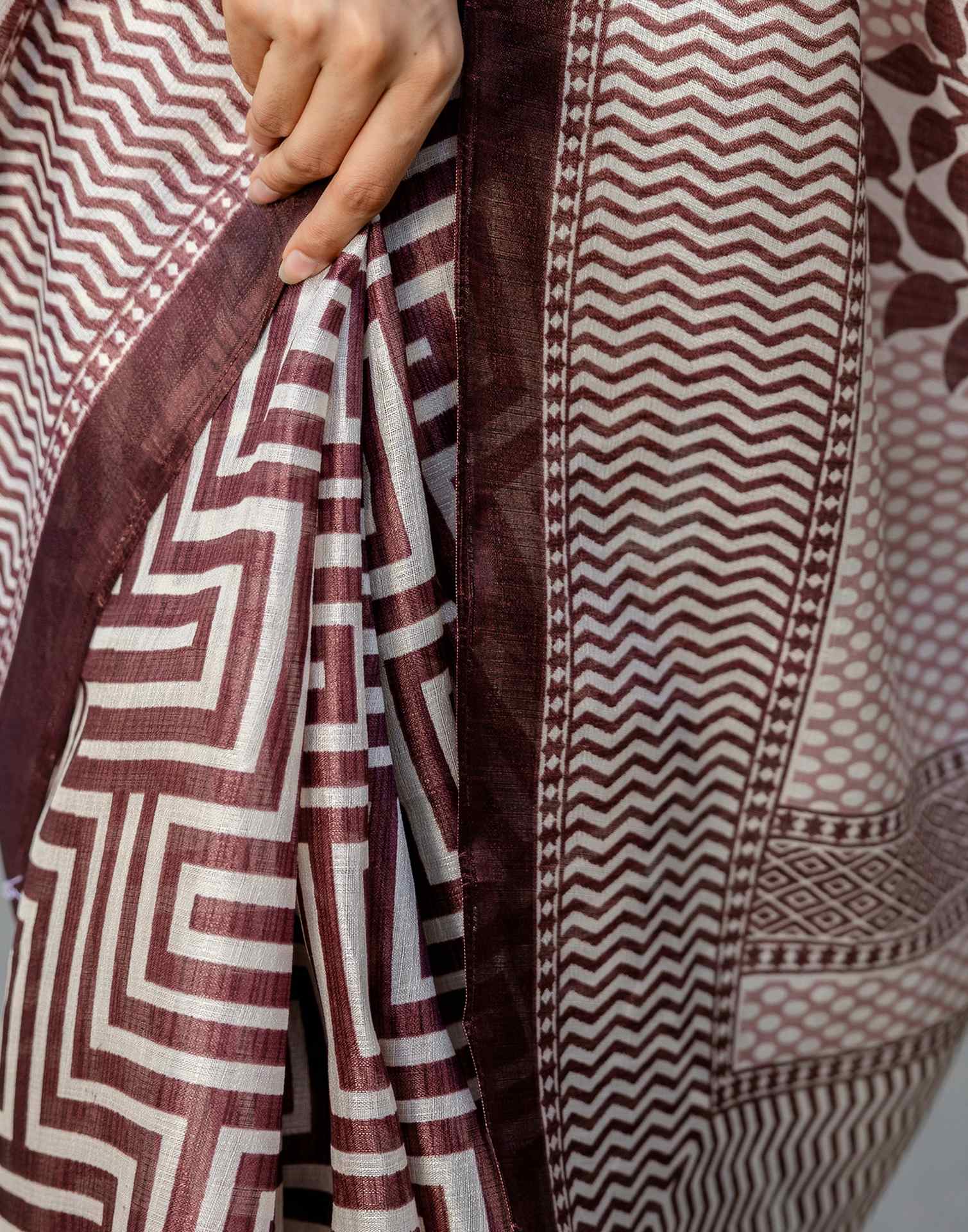 Coffee Brown Khadi Printed Saree
