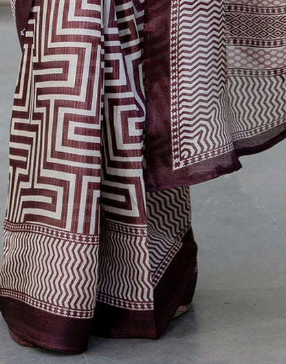 Coffee Brown Khadi Printed Saree