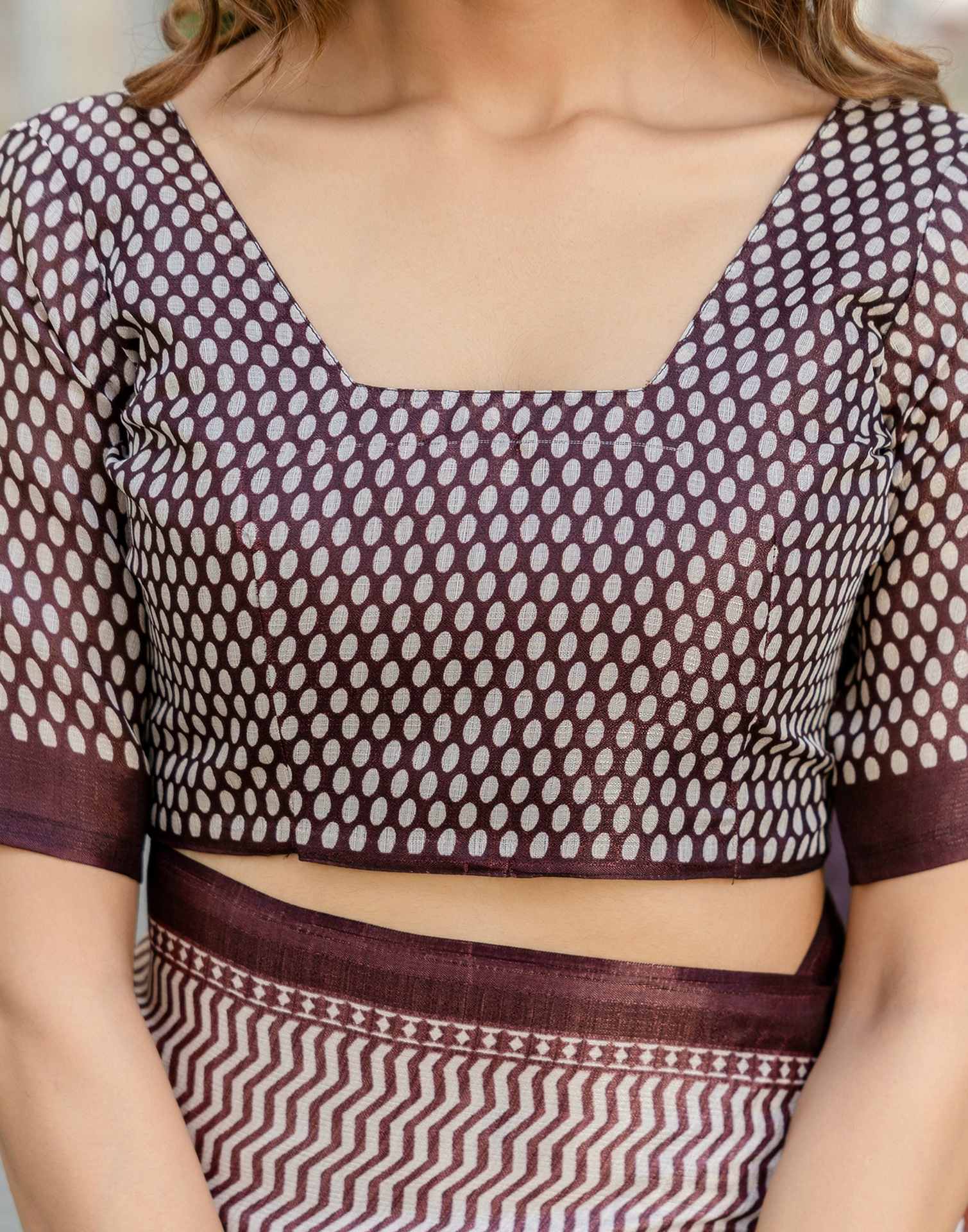 Coffee Brown Khadi Printed Saree