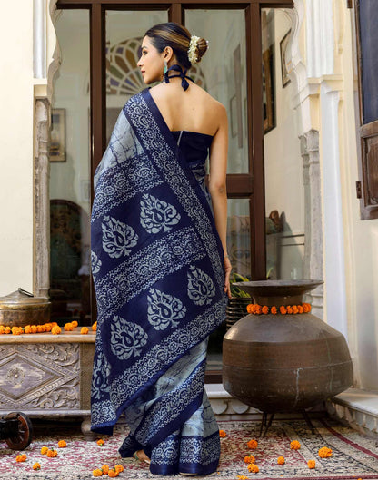 Grey Khadi Printed Saree